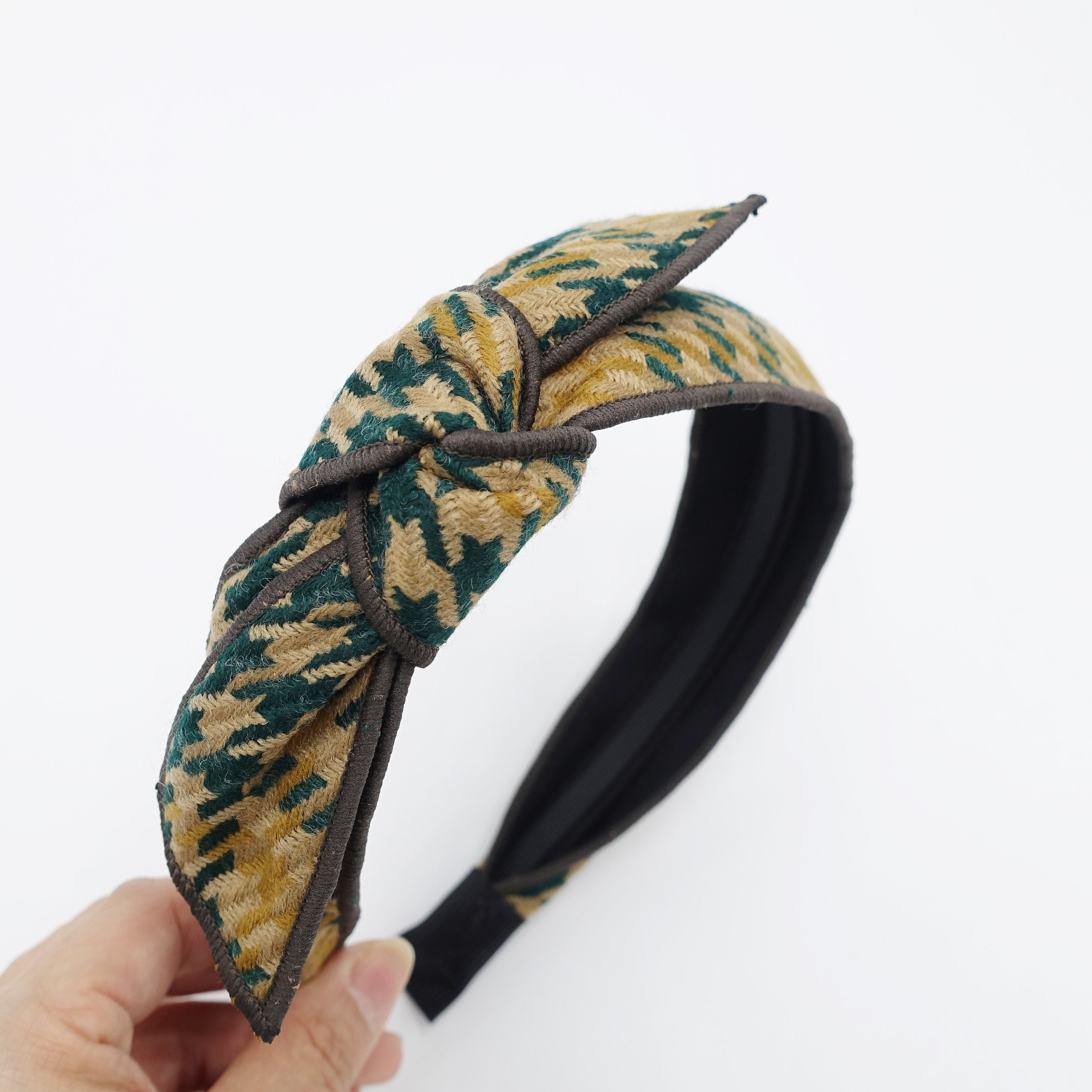 Fascia Per Capelli Fiocco In Piede Di Pollice Nero - Donna, 100% Cotone, Fatta A Mano Nel Regno Unito, Stile Bandana