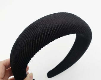 padded velvet headband ribbed pattern hairband trendy woman hair accessory