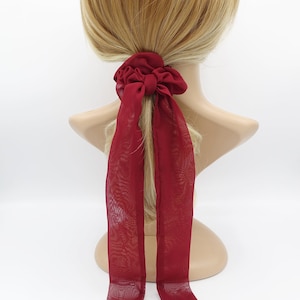 chiffon long tail bow knot scrunchies hair tie woman hair elastic accessory