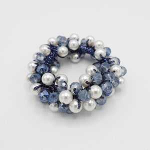 pearl ball angle stones beaded hair elastic ponytail holder woman hair accessory