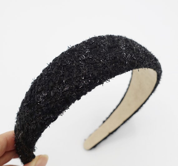Quilted Hairband in Black and Cream Amazon.com : PLwelth Black Headband for Women Girls Gold  main image 4
