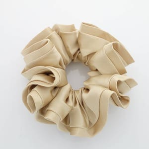 satin hair scrunchie hair tie Women solid color scrunchy ponytail Hair tie accessory in scrunchies Gold Beige