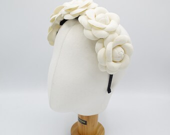 Woolen Camellia Headband: Five Flower Women display picture 2