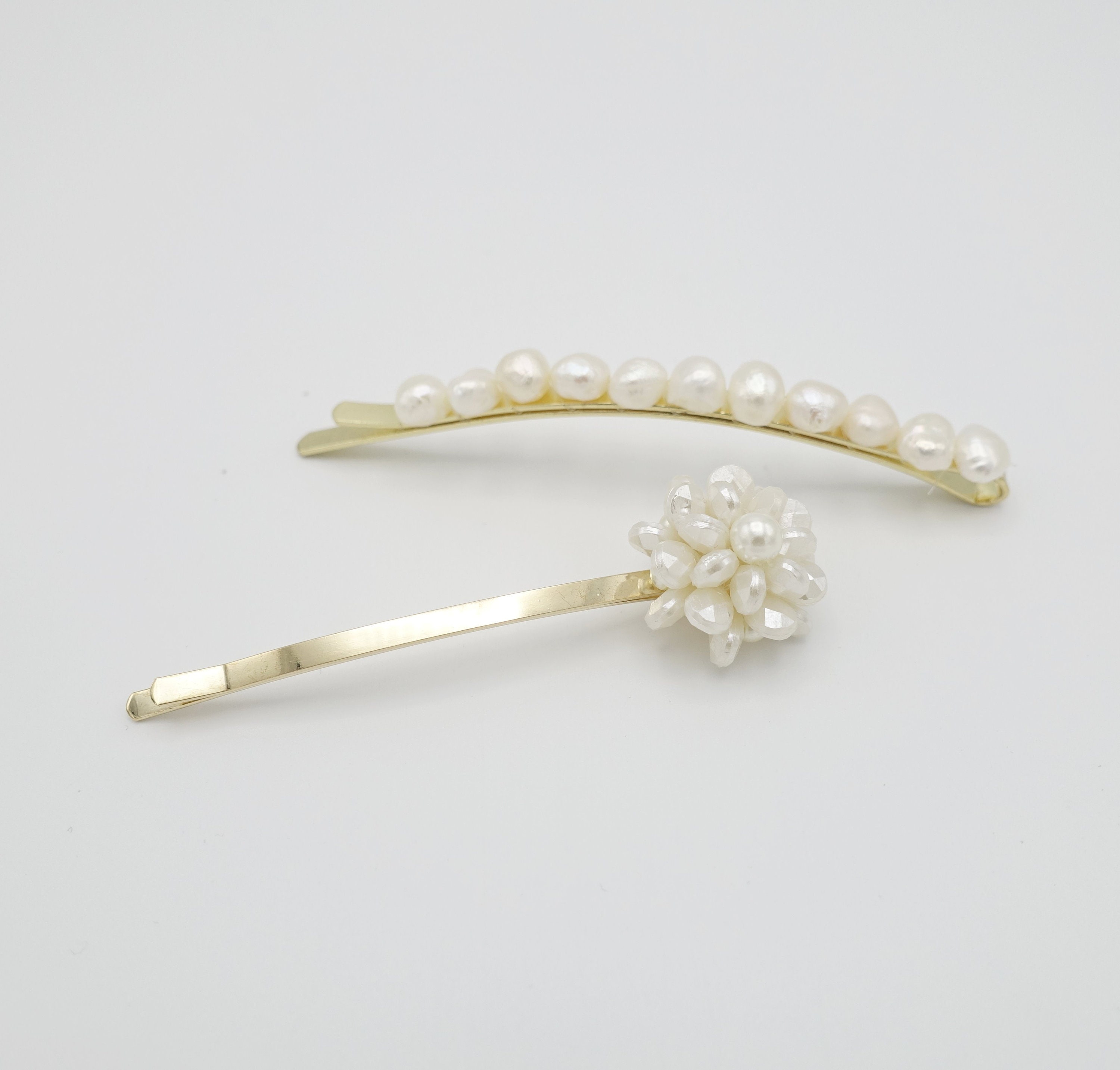 ハートパールビジューリボンヘアクリップ2点セット[bl126