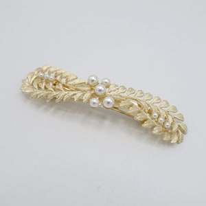 leaves hair barrette pearl decorated hair accessory for women
