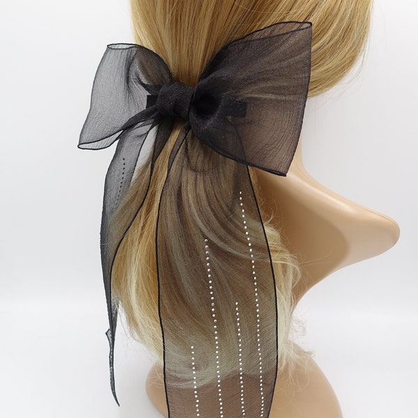 organza bling hair bow large sytlish hair bow for women