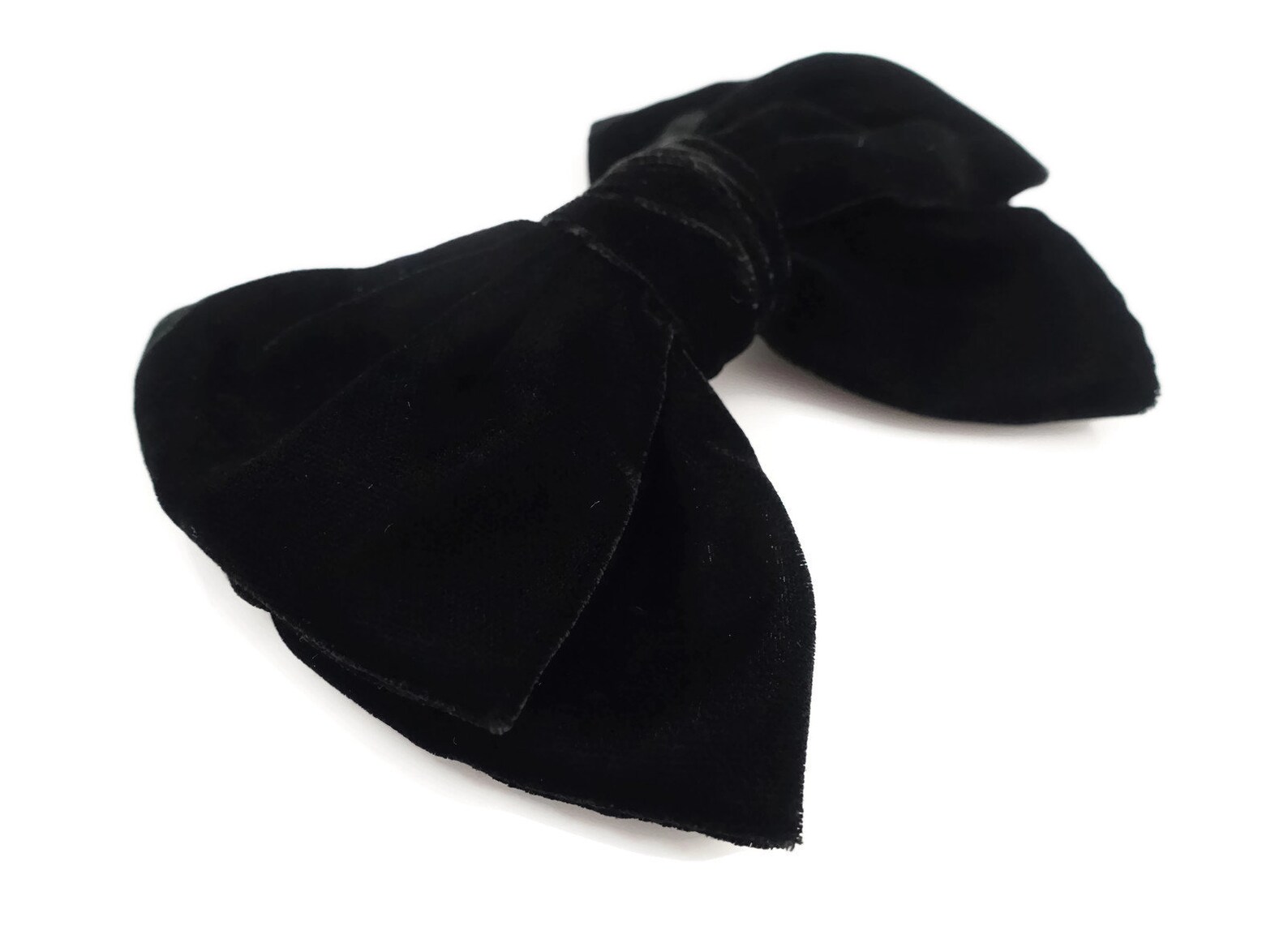 Black Silk Velvet Hair Bow Barrette Layered French Hair Etsy
