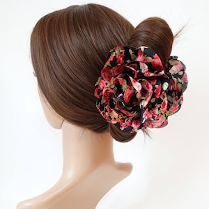 Floral  Print Petal Flower Decorated Hair Claw Clip Women Hair Accessory