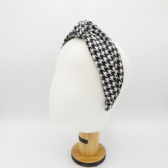 Luxury Houndstooth Silky Big Bow Headband Fashion Pattern Accessories | Luxury Houndstooth Silky Big Bow Headband  main image 3