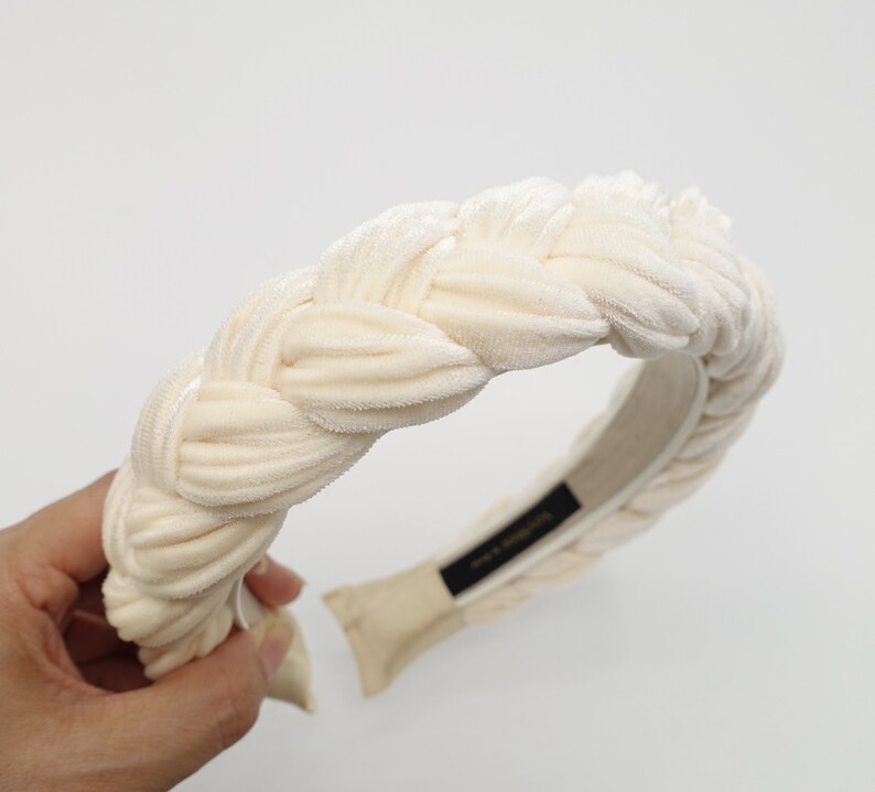 Velvet Braided Headband Wide Version Stylish Chunky Hairband Etsy