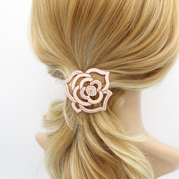 TseenYi Barrette Fleur Cristal Strass Pierre Précieuse - Barrette Cheveux Vintage Or Cristal - Accessoire Coiffure Mariage Femmes Et Filles
