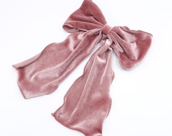 velvet lettuce hem layered hair bow for women