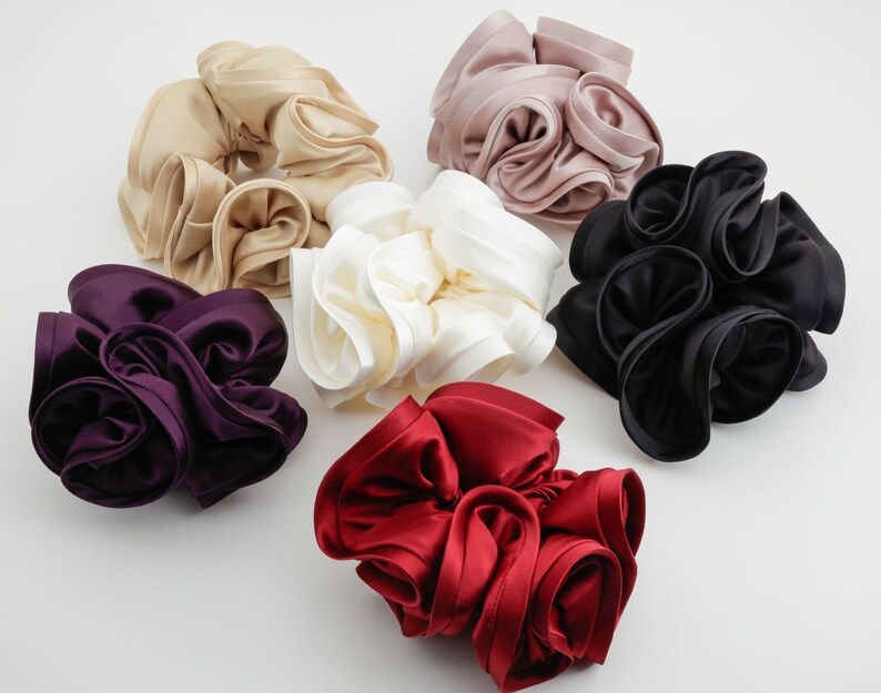 satin hair scrunchie hair tie Women solid color scrunchy ponytail Hair tie accessory in scrunchies image 7