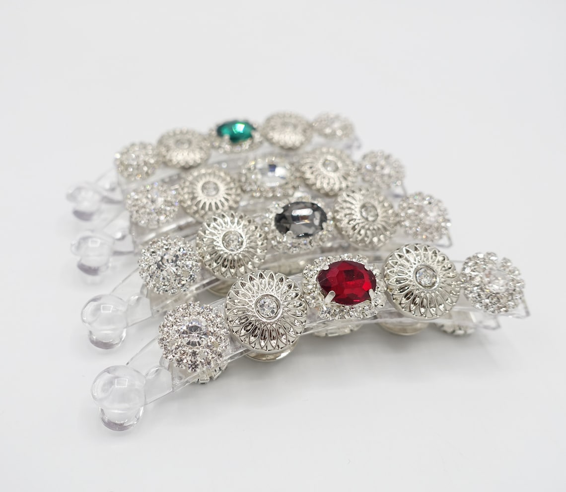 Metal Rhinestone Embellished Banana Hair Clip Etsy