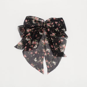 crinkled chiffon floral hair bow for women