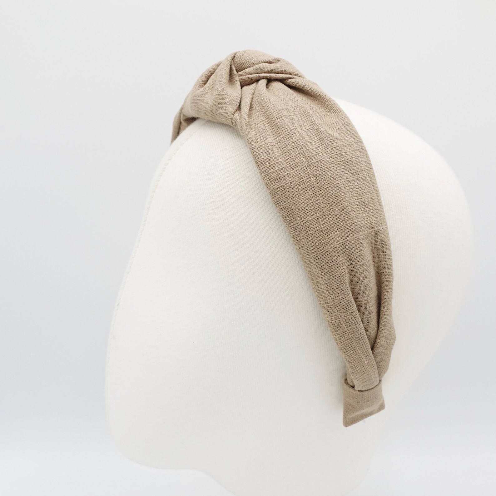 Mustard Linen Leaf Stretchy Head Band Knot main image 1
