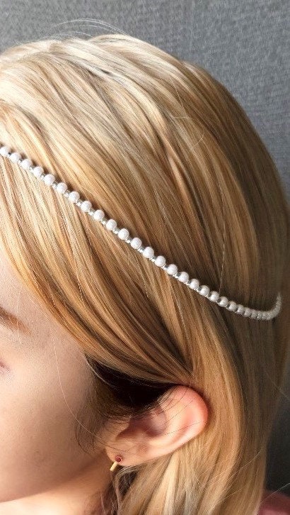 pearl beaded multi strands hair elastic ponytail holder
