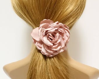 Discolored Petal Wild Rose Flower Hair Elastic Ponytail Holder Women Hair Accessory