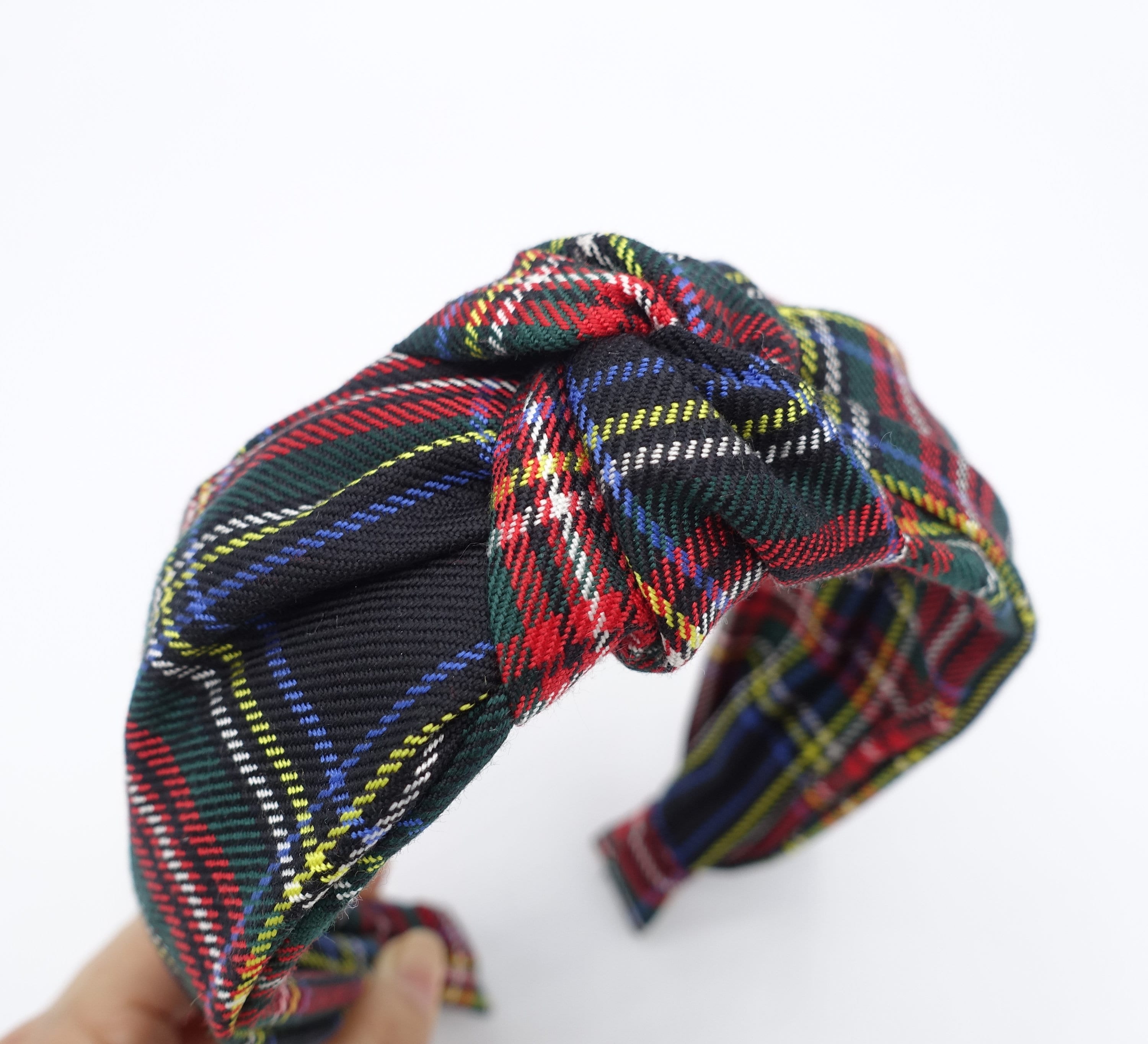 TOP KNOT PLAID PRINT CLASSIC FAMOUS DESIGNER HEADBAND WOMEN HAIR ACCESSO… Plaid Check Top Knot Headband Fringe Trim Hairband Hair  main image 4