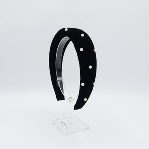 black silk velvet headband pearl stud embellished headband luxury hair accessory for women