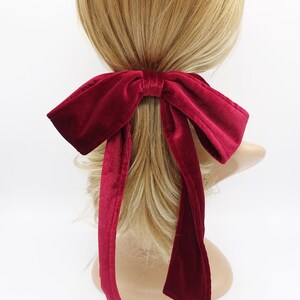 Velvet Bow Barrette, Velvet Tailed Bow, Neat Velvet Hair Bow for Women ...