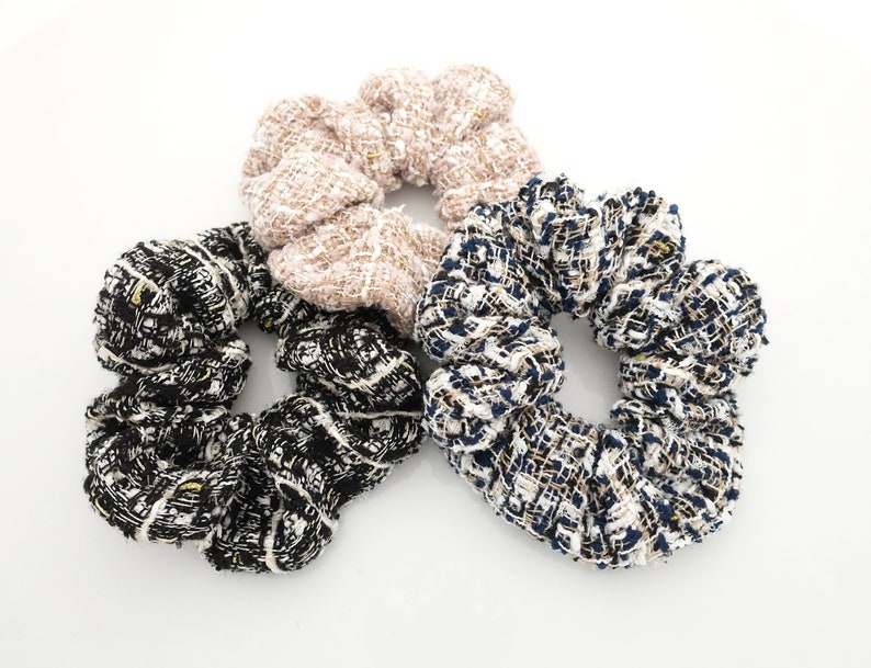 Tweed Fabric Scrunchies Thick Fall Winter Hair Scrunchie For Etsy