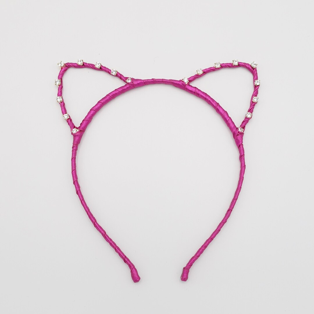 Cat Ear Headband Rhinestone Embellished Hairband Crystal Wrapping Woman