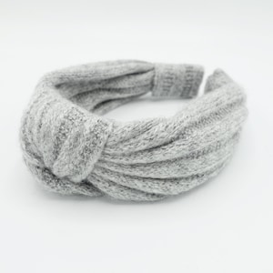 Diadema de punto de lana con nudo superior, accesorio para el cabello de otoño e invierno para mujer