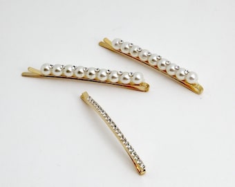 a set of pearl rhinestone bobby pin pretty elegant hair slide women hair clip