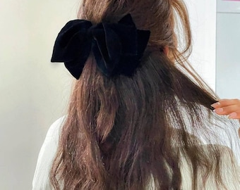 Black Velvet Hair Bow, Large Brigitte Bardot Black Velvet Hair Bow