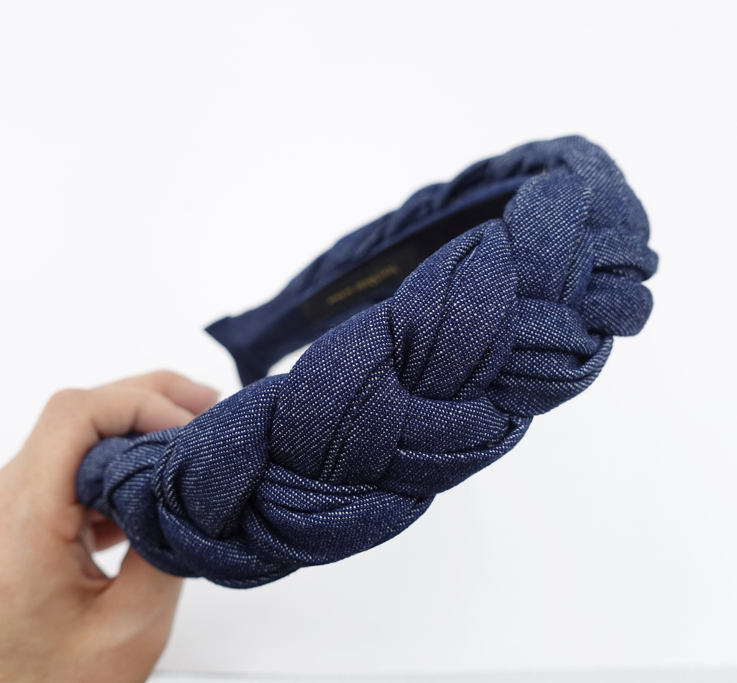 Luxe Denim Studded Braided Headband Denim Tricolor Braided Headband – Merchant Collection main image 2