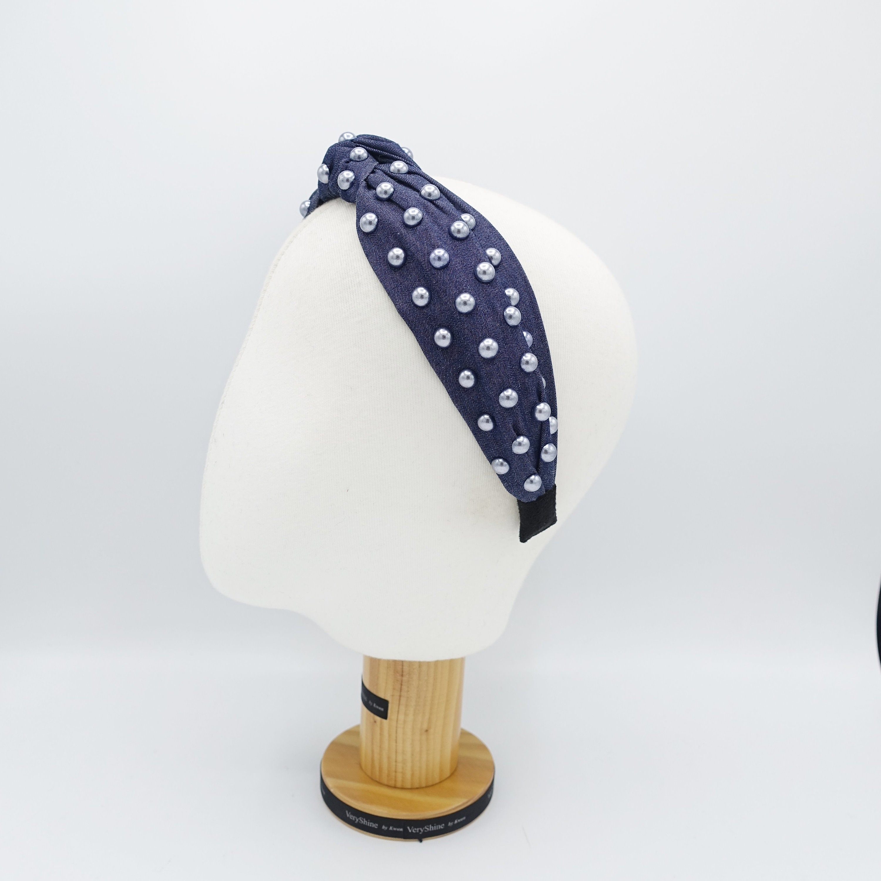 Denim Pearl Embellished Headband - Etsy display picture 1
