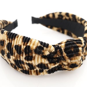 pleated leopard print hairband fashion women top knot headband