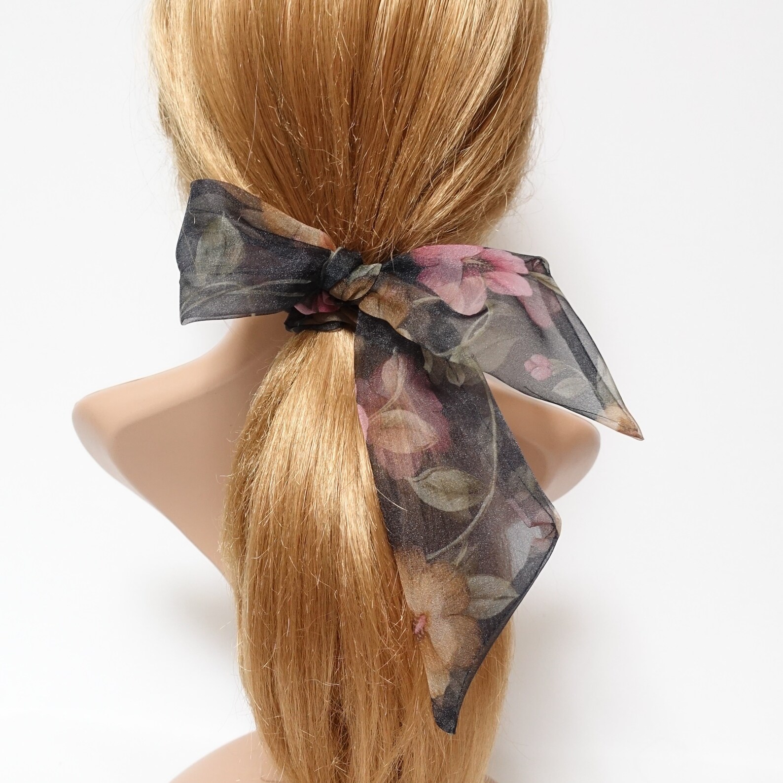 Organdy Mesh Flower Print Bow Knot Scrunchies Woman Hair Accessory - Etsy