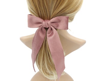 Velvet Hair Bow with Tails: Double Faced Black Hair Accessory
