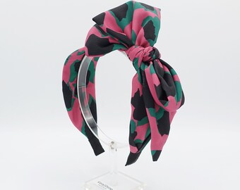abstract flower print headband bow knotted hairband fashion headband for women hair accessory