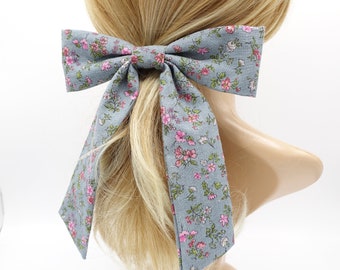 floral cotton hair bow for women