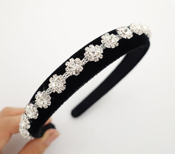 Rhinestone Embellished Velvet Hairband Luxury Dazzling Woman  display picture 2