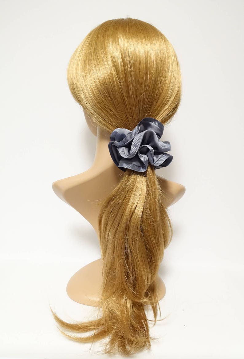 Grosgrain Trim Satin Hair Scrunchies Hair Elastics for Woman zdjęcie 9