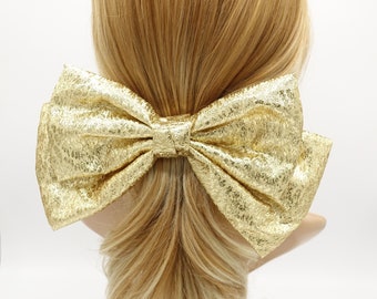Lame Hair Bow: Glittering Gold Event Hair Accessory