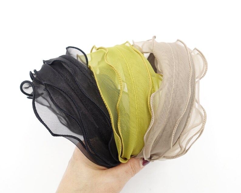 Triple Lettuce Hem Headband Organdy Hairband Mesh Hair - Etsy