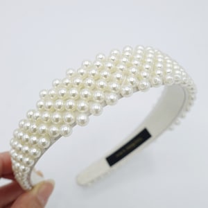 pearl beaded headband thread binding hairband women hair accessory