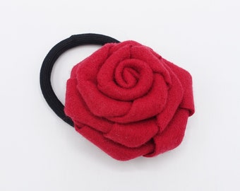 woolen flower hair tie ponytail holder