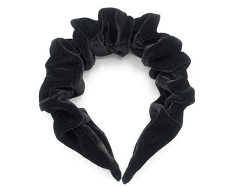 silk velvet volume wave headband luxury style black worm hairband for women