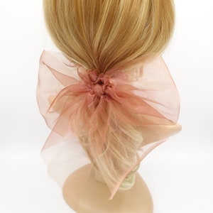 organza bow knot scrunchies see through hair elastic tie women hair accessory