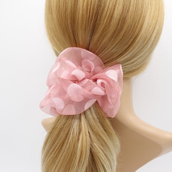 Big Size Dot Scrunchies Organza Hair Ties Stylish Women Hair