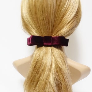 narrow flat velvet bow french bow barrette