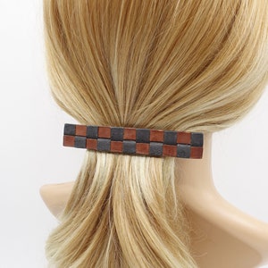 leather hair barrette, mesh leather barrette, authentic leather barrette for women