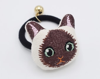 cat embroidery hair elastic character ponytail holder hair ties