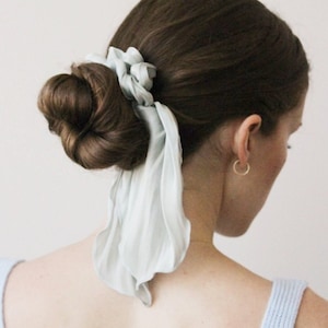 glossy organza knotted scrunchies tailed hair elastic tie women hair accessory
